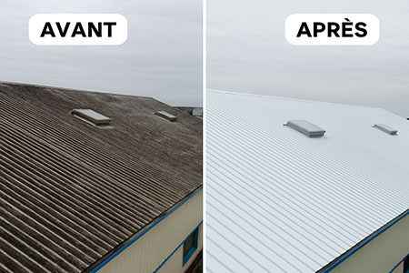 Nettoyage de toit en bac acier bâtiment industriel à Rouen